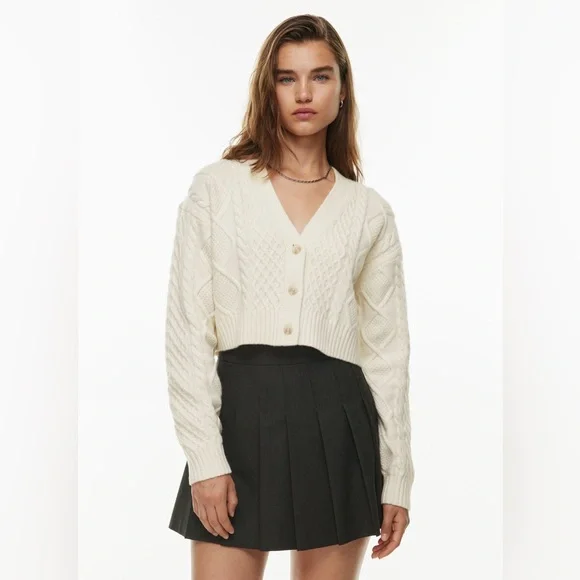 Aritzia Sunday Best Cooper Cable Knit Cardigan - Ivory - Picture 2 of 15